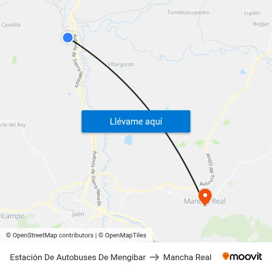 Estación De Autobuses De Mengibar to Mancha Real map