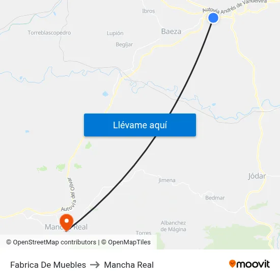 Fabrica De Muebles to Mancha Real map