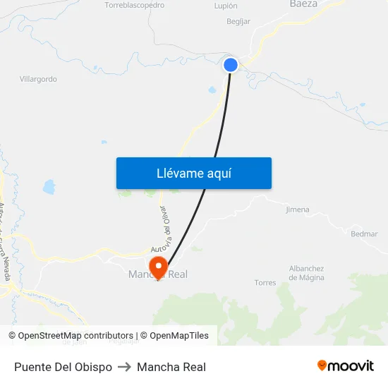 Puente Del Obispo to Mancha Real map