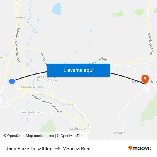Jaén Plaza Decathlon to Mancha Real map