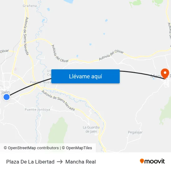 Plaza De La Libertad to Mancha Real map