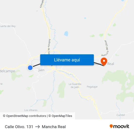 Calle Olivo. 131 to Mancha Real map