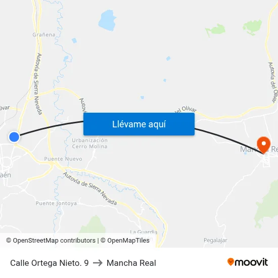 Calle Ortega Nieto. 9 to Mancha Real map