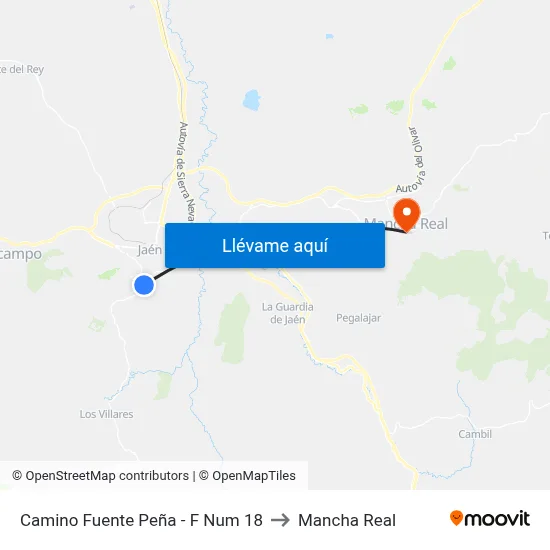 Camino Fuente Peña - F Num 18 to Mancha Real map
