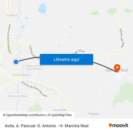 Avda. A. Pascual -S. Antonio to Mancha Real map