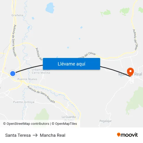 Santa Teresa to Mancha Real map