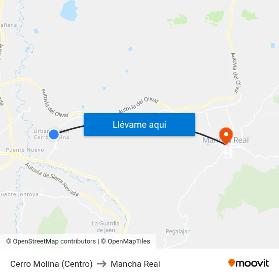 Cerro Molina (Centro) to Mancha Real map