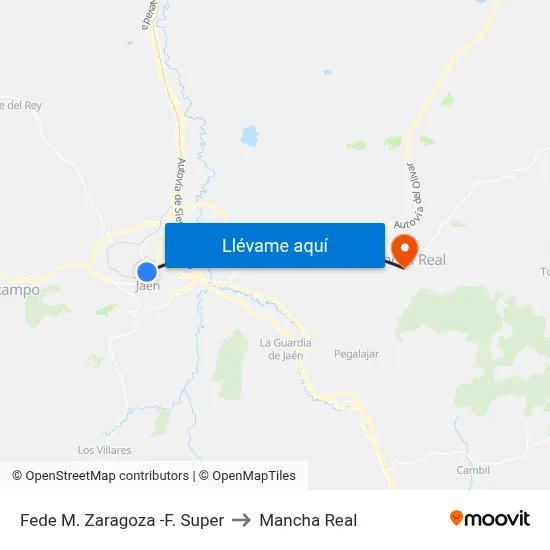 Fede M. Zaragoza -F. Super to Mancha Real map