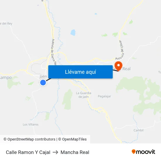 Calle Ramon Y Cajal to Mancha Real map