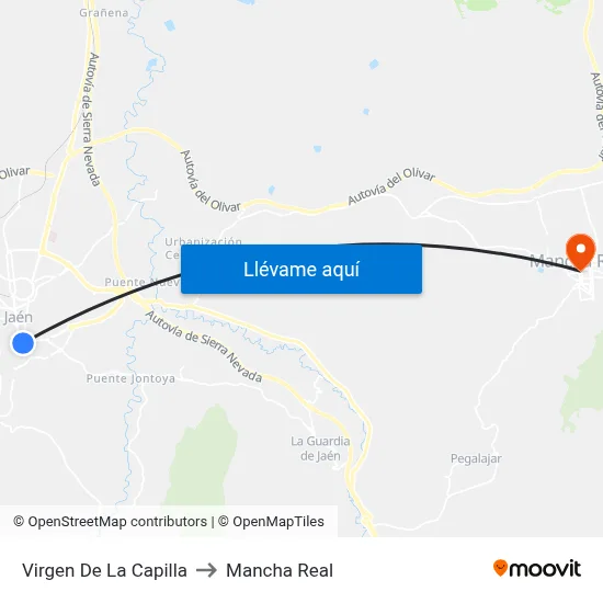 Virgen De La Capilla to Mancha Real map