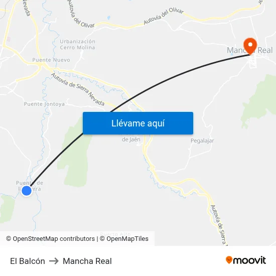 El Balcón to Mancha Real map