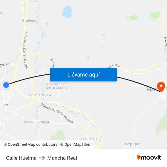 Calle Huelma to Mancha Real map