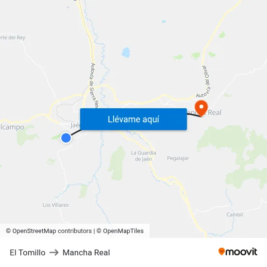 El Tomillo to Mancha Real map