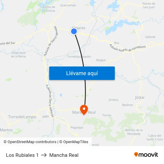 Los Rubiales 1 to Mancha Real map