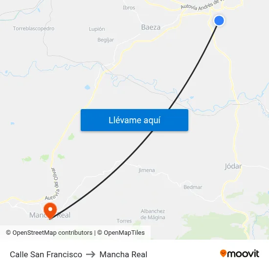 Calle San Francisco to Mancha Real map