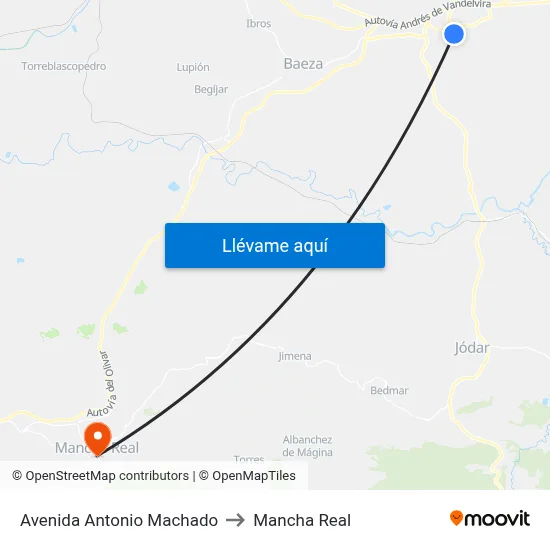 Avenida Antonio Machado to Mancha Real map
