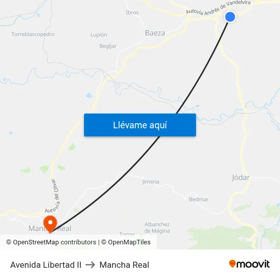 Avenida Libertad II to Mancha Real map