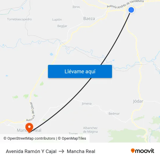Avenida Ramón Y Cajal to Mancha Real map