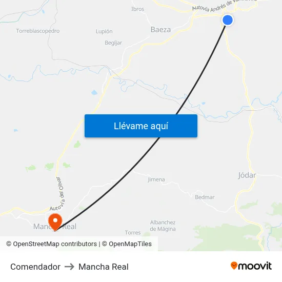 Comendador to Mancha Real map