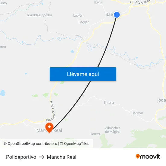 Polideportivo to Mancha Real map