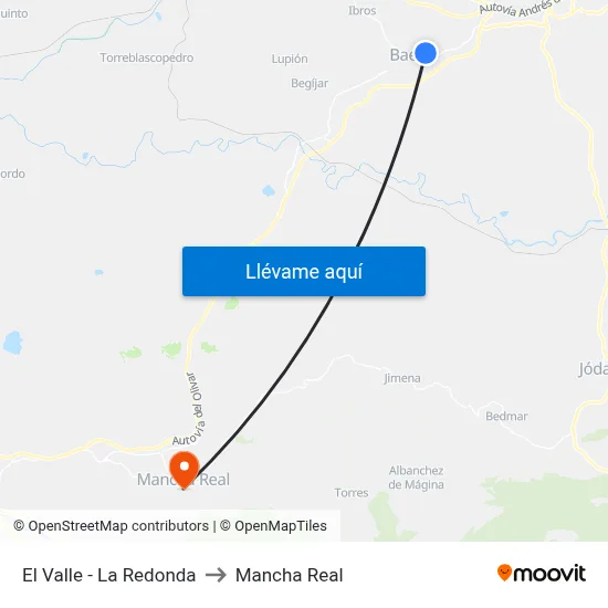 El Valle - La Redonda to Mancha Real map