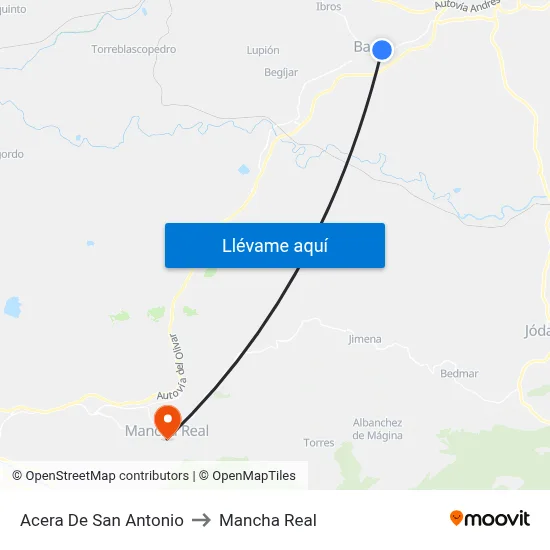 Acera De San Antonio to Mancha Real map