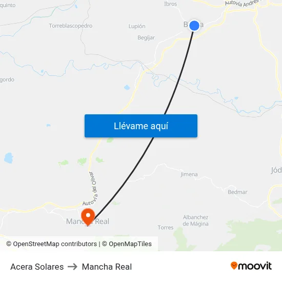 Acera Solares to Mancha Real map