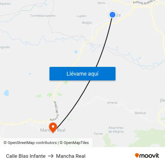 Calle Blas Infante to Mancha Real map