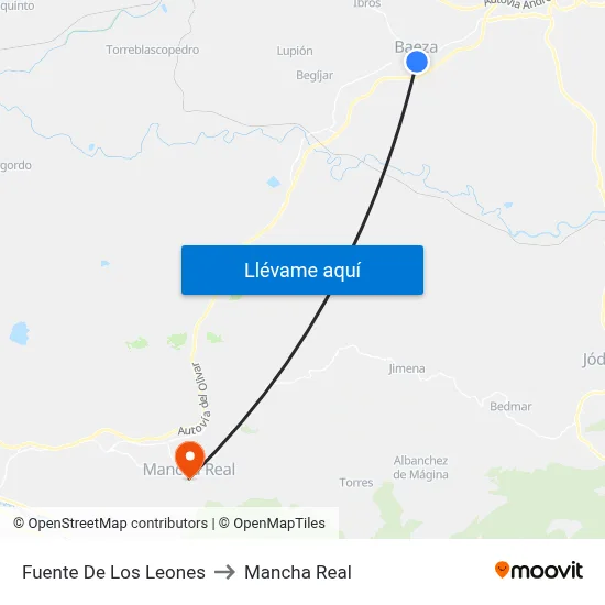 Fuente De Los Leones to Mancha Real map