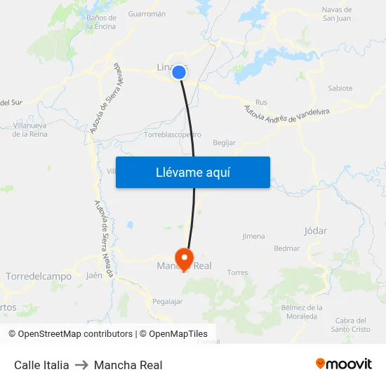 Calle Italia to Mancha Real map