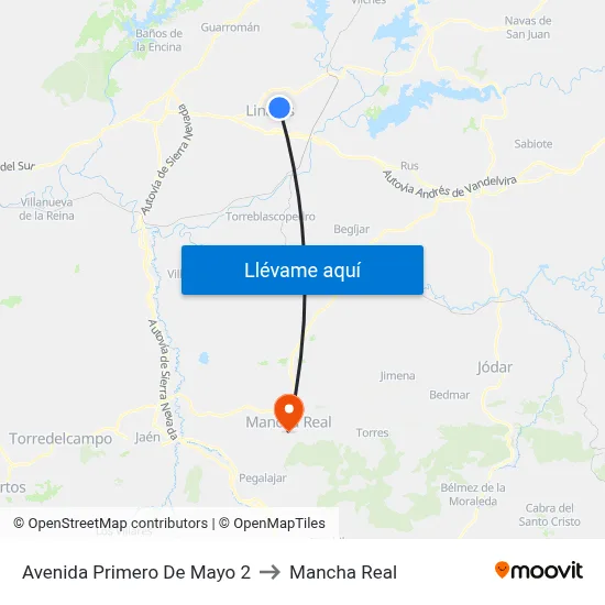 Avenida Primero De Mayo 2 to Mancha Real map