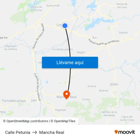 Calle Petunia to Mancha Real map