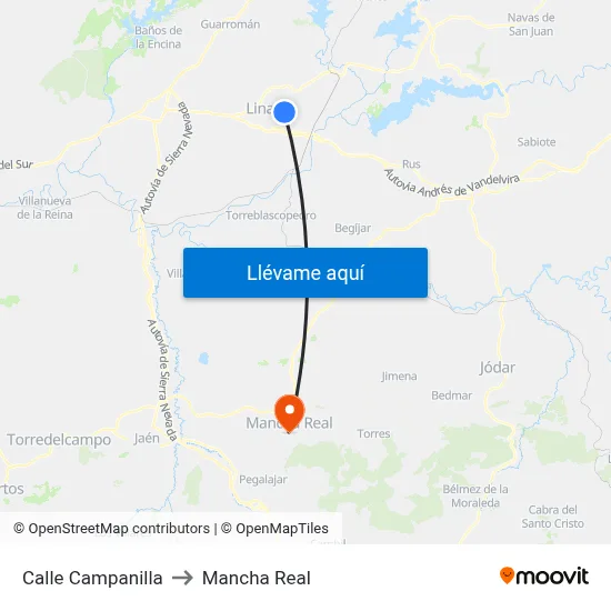 Calle Campanilla to Mancha Real map