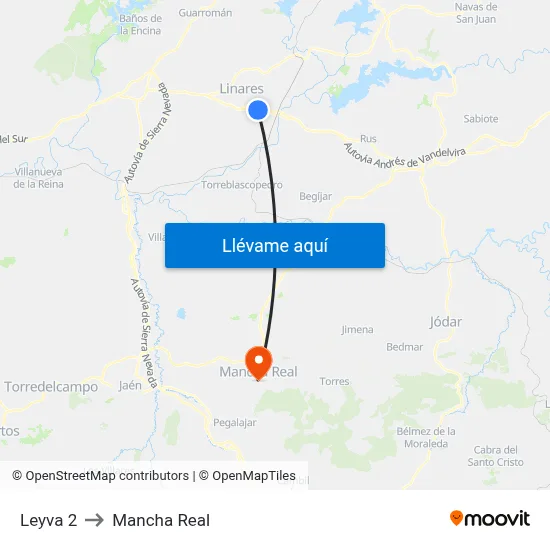Leyva 2 to Mancha Real map