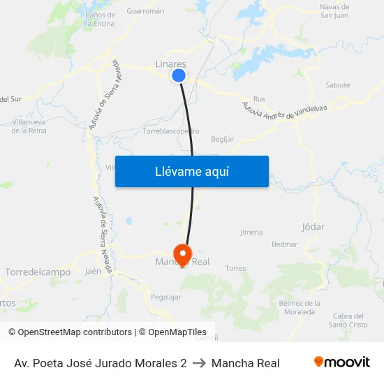 Av. Poeta José Jurado Morales 2 to Mancha Real map