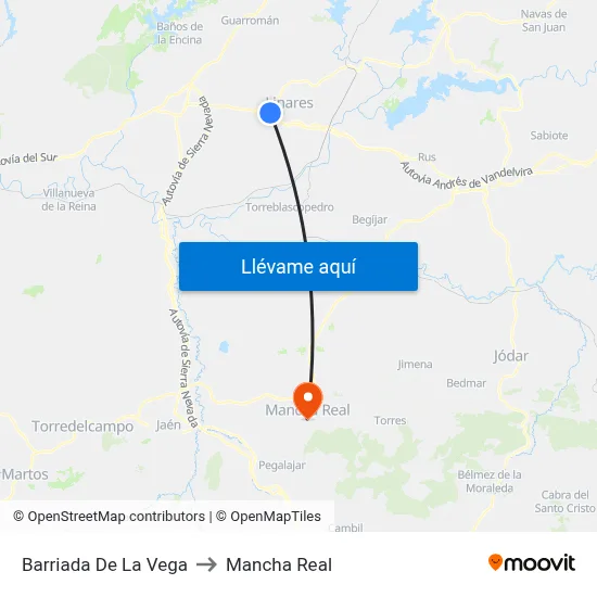 Barriada De La Vega to Mancha Real map