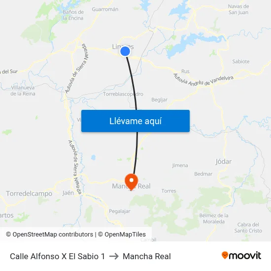 Calle Alfonso X El Sabio 1 to Mancha Real map
