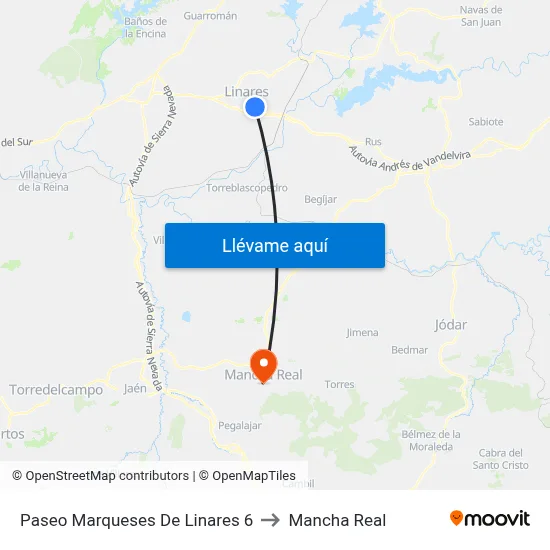 Paseo Marqueses De Linares 6 to Mancha Real map