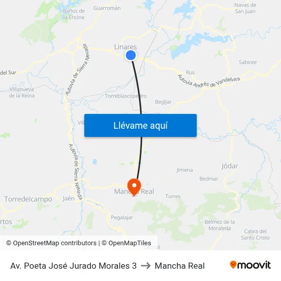 Av. Poeta José Jurado Morales 3 to Mancha Real map