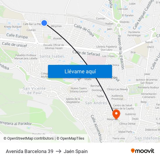 Avenida Barcelona 39 to Jaén Spain map