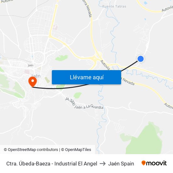 Ctra. Úbeda-Baeza - Industrial El Angel to Jaén Spain map