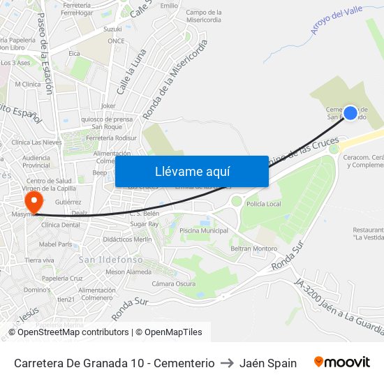 Carretera De Granada 10 - Cementerio to Jaén Spain map