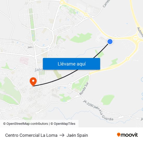 Centro Comercial La Loma to Jaén Spain map