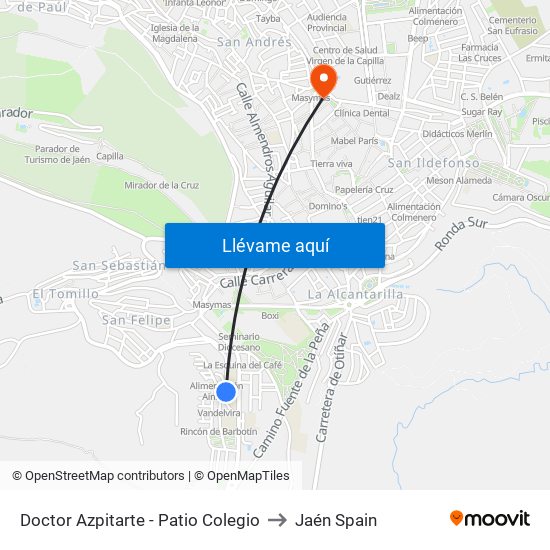 Doctor Azpitarte - Patio Colegio to Jaén Spain map