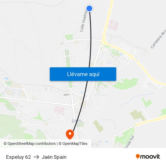 Espeluy 62 to Jaén Spain map