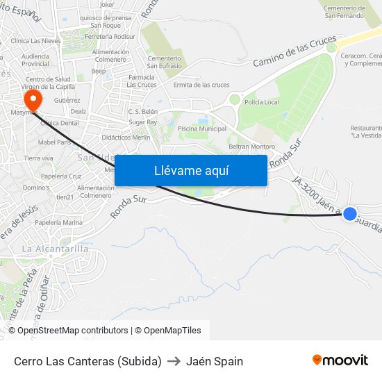 Cerro Las Canteras (Subida) to Jaén Spain map