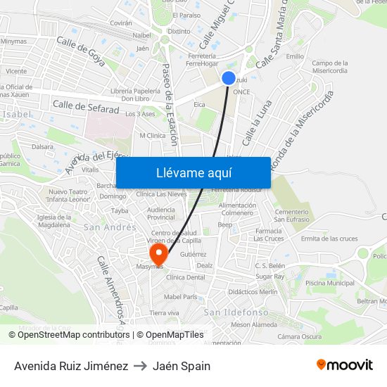 Avenida Ruiz Jiménez to Jaén Spain map