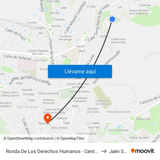 Ronda De Los Derechos Humanos - Centro De Salud to Jaén Spain map