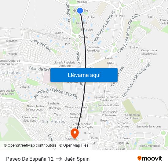 Paseo De España 12 to Jaén Spain map