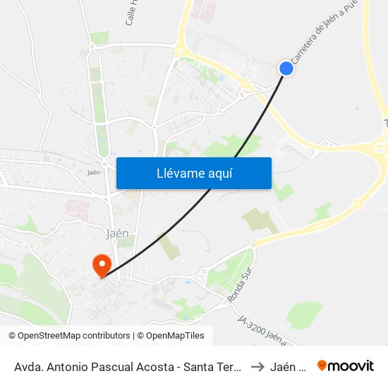 Avda. Antonio Pascual Acosta - Santa Teresa (Sentido Jaén) to Jaén Spain map
